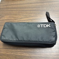 TDK Case Logic Cassette Tape Fabric Storage 15 Holder Soft Carrying Case Strap