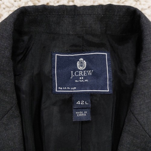 J.Crew Thompson 2 Piece Suit Mens 42L 34x32, Dark Grey, Wool Blend, Notch Lapel - Picture 11 of 20