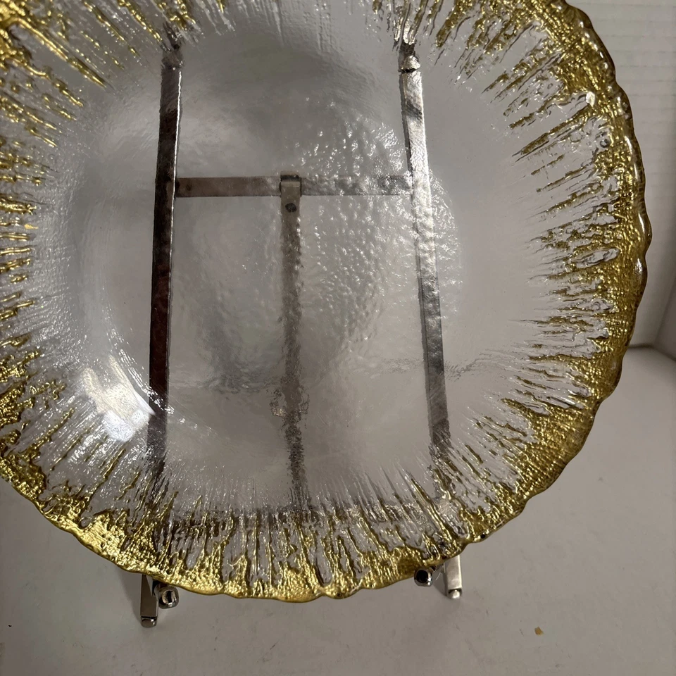 Plato de ensalada Rufolo Glass dorado pincelada 8 1/4 aperitivo de postre y ensalada Foto 4 de 4