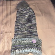 Hand Crocheted Beanie Hat with bee patch xl long