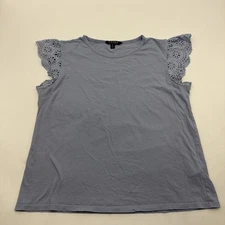 Lauren Ralph Lauren T-shirt Women M Blue 100% Cotton.#39482