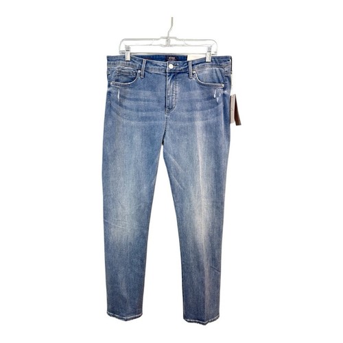 NYDJ NWT Women's Size 14 Sheri Slim Jeans Light Wash Blue Distressed Slimming