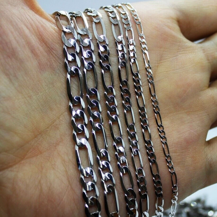 14k white cheap gold figaro chain