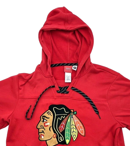 NHL Chicago Blackhawks Men's L Red Pullover Hoodie Reebok Face Off Collection - Picture 2 of 10