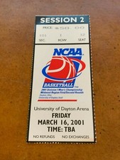 2001 NCAA Tournament Midwest 1st Round Basketball Ticket Kansas Jayhawks