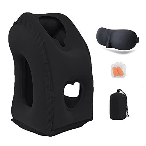 Inflatable Travel Pillow Plane Pillow for Sleeping to Avoid Neck Shoulder Pain - Picture 1 of 7