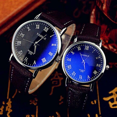 Herren Armbanduhren Uhr Analog Quarz Mode Geschenk BESTES Leder Braun- - Bild 9 von 14