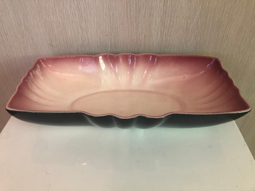 LA Pottery 14" Two Tone Planter Bowl Made in California Pink Black Vintage - Picture 3 of 12