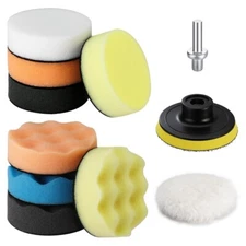 WORKPRO 11PC 3" Drill Buffing Pad Kit Car Foam Polishing Pads Wool Wheel Mop Kit