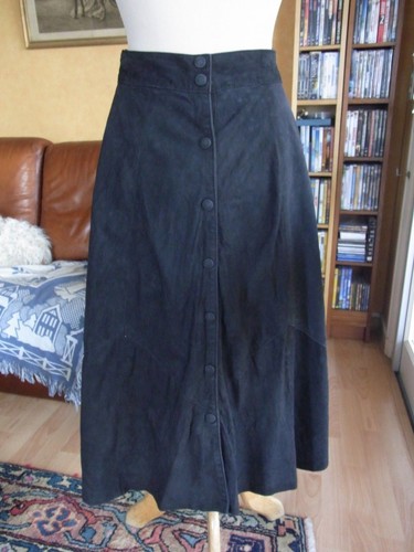 Gonna Lunga Pelle Agnello Posteriore T36 Vintage 80 Nero Pelle Suede Skirt  XS | eBay