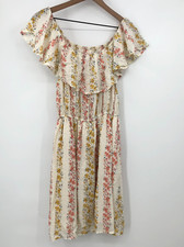 Hem & Thread Off The Shoulder Dress Women Small Midi Pastel Floral Cottagecore