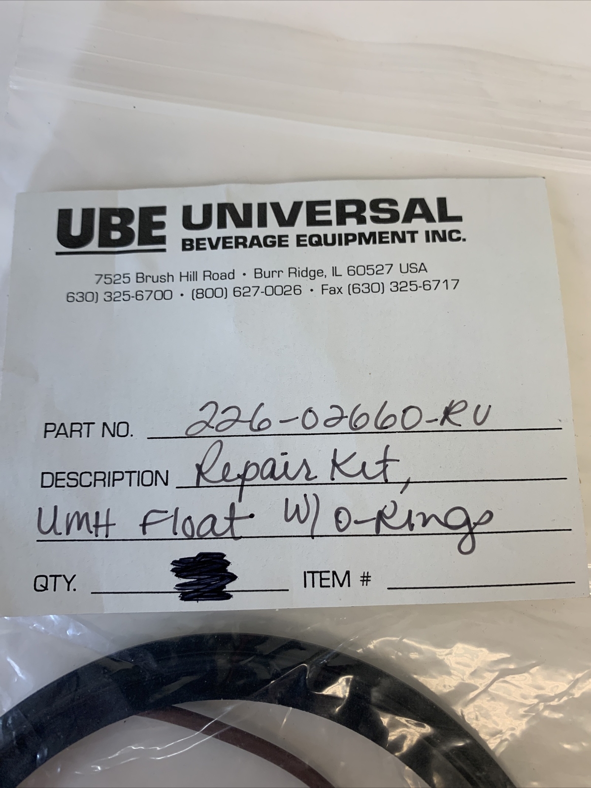 NEW UBE Universal Beverage Equipment 22602660RV Repair Kit UMH Float