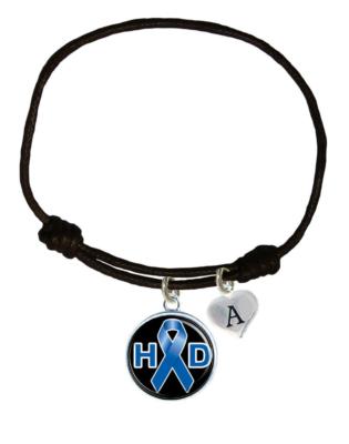 Custom Huntington's Disease Awareness Black Leather Unisex Bracelet Jewelry
