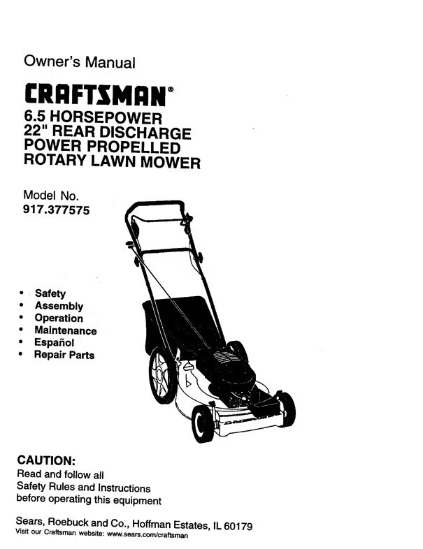 Model 917 craftsman online lawn mower