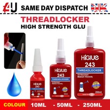 243 HIGH STRENGTH 10ML / 50ML / 250ML BLUE THREAD LOCKING ADHESIVE NUT BOLT GLUE