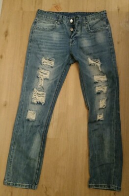 Denim Jeanshose Designer Hose Super gerader Schnitt Neu