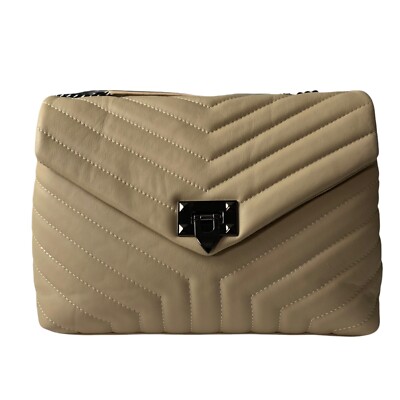   VALENTINA FIORE Quilted Geometric Designed 3 Compartment Chained Strap Purse