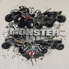 Monster Jam Youth T-Shirts Med XL White - Maximum Destruction Set of 2 - READ