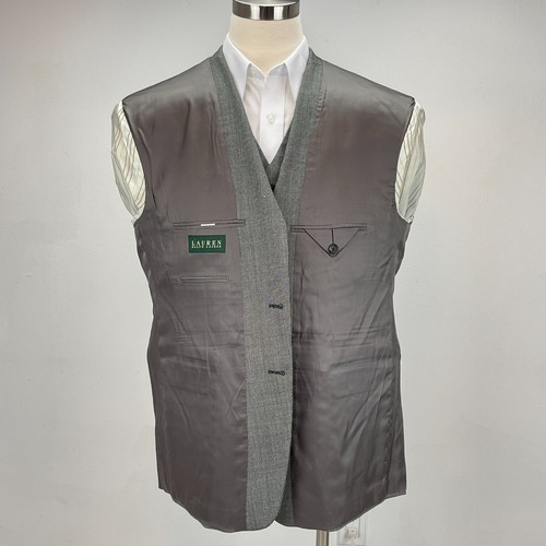 Ralph Lauren Suit Mens 46R 39W Gray Wool Jacket Pants Vest 3 Piece Set - Picture 5 of 22