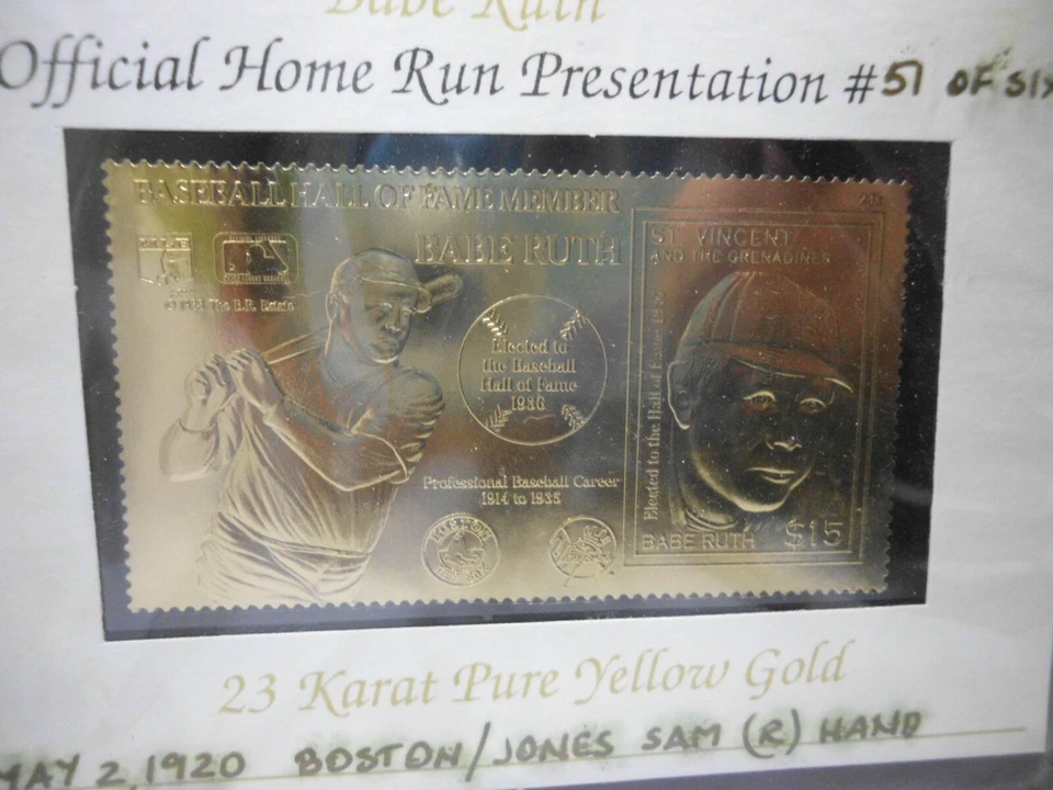  12/15/88 Hall Of Fame Member Babe Ruth Official First Day Home Run Stamp Gold - Image 3 of 4