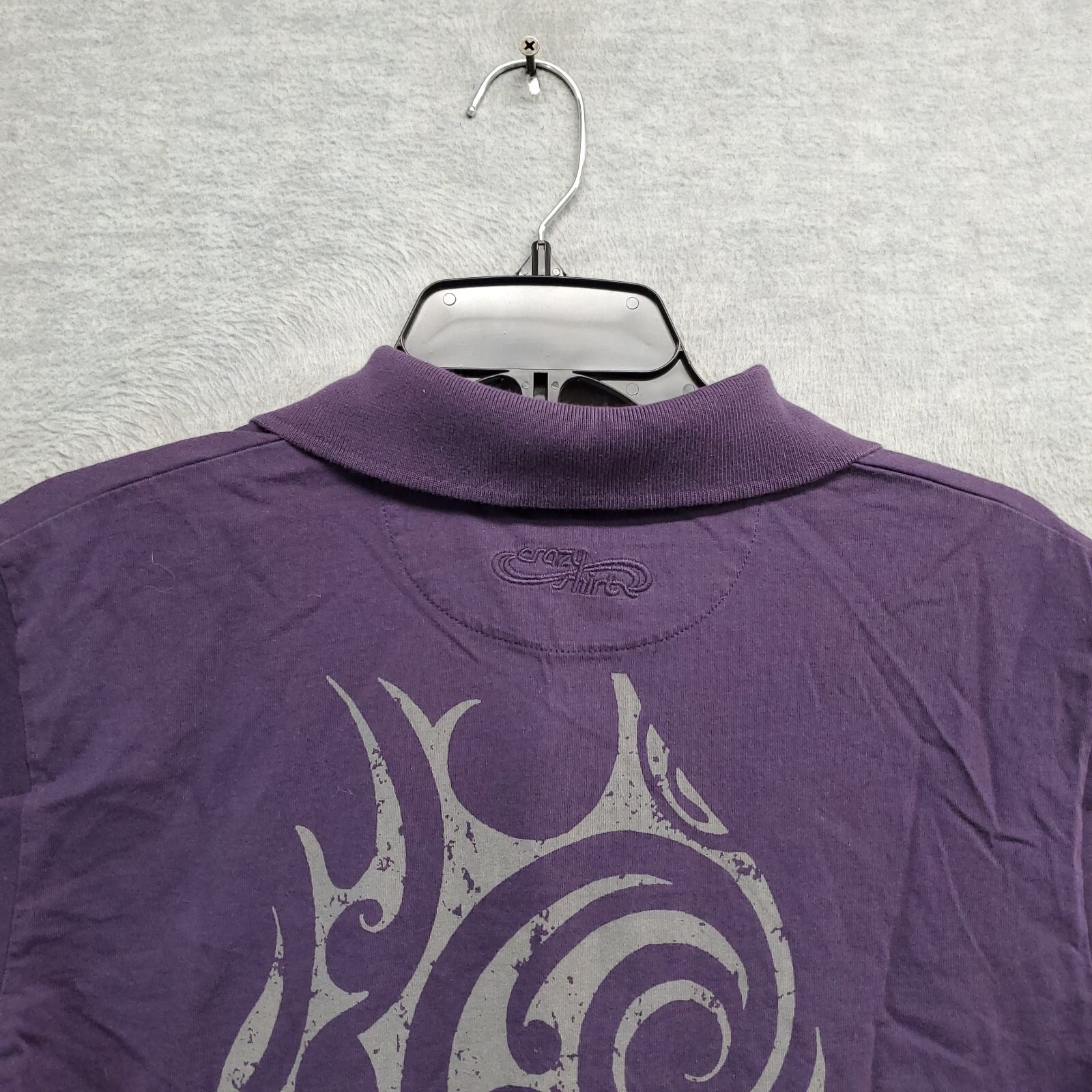 Crazy Shirts Men Polo Shirt Small Purple Tribal Short Sleeve Graphic