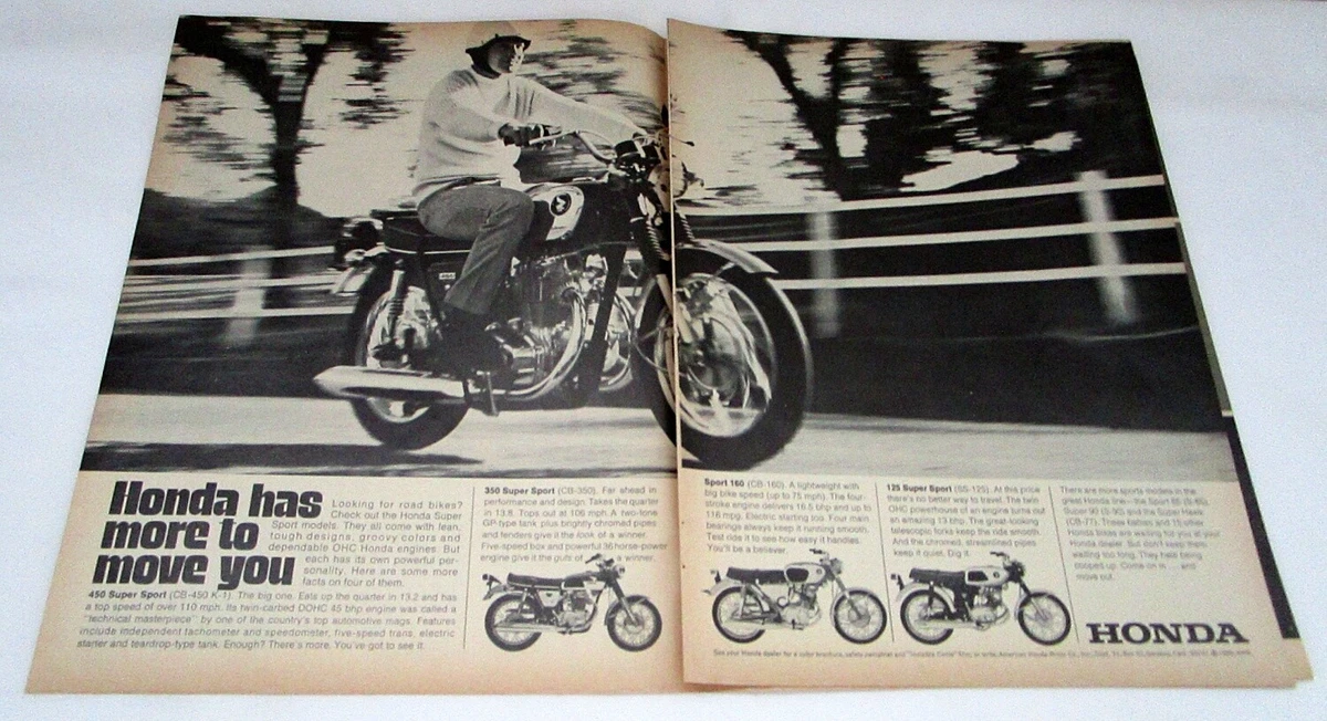 1969 Honda CB 450 K1 Super Sport Motorcycle Original Ad eBay