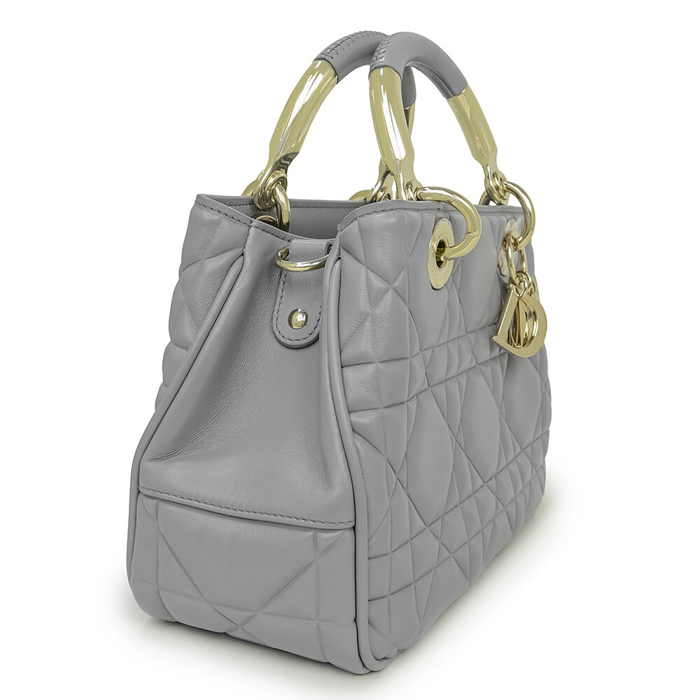 Christian Dior LADY 95.22 スモール カナージュ グレー Christian Dior Lady 95.22 Small Handbag Supple Cannage