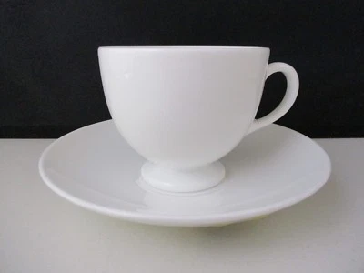 WEDGWOOD - WEDGWOOD WHITE CUP & SAUCER - LEIGH SHAPE - 2 5/8" 0607I