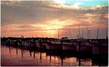 Sunset at Indian River Yacht Basin near Reboboth Beach Delaware Chrome Postcard