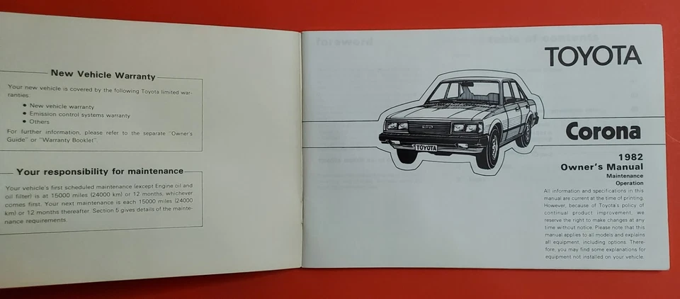 82 1982 Genuine Toyota Corona ORIGINAL Owner's Manual Set from Japan - Image 3 of 4