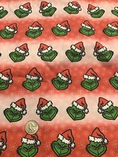 Custom Made....Remnant, The Grinch Christmas Dr Seuss Cotton Fabric 13 x 18