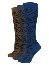 Wrangler Ladies Lightweight Zebra Print Knee High Boot Socks 3 Pair Pack