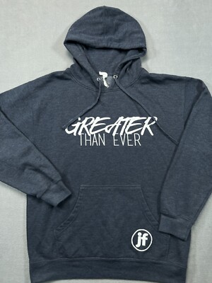JF Greater Than Ever Hoodie Adult L Large Blue Logo Sweatshirt Graphic Mens
