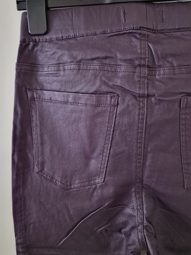 Ladies Jeggings Size 14 Purple Aubergine Leather Look Skinny Jeans Kaleidoscope - Picture 6 of 6