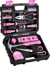 42 PCS Pink Tool Set for Home Repair, Womens Tool Kit/ Household DIY Tool Set