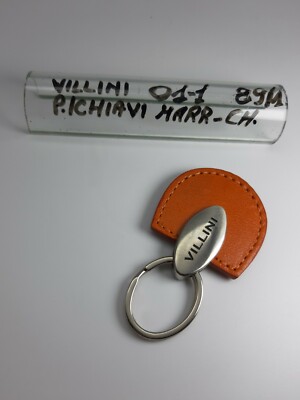 Schlüsselanhänger oval - Leder/Metall - hellbraun/chrom - Cod.01/1 - Villini 