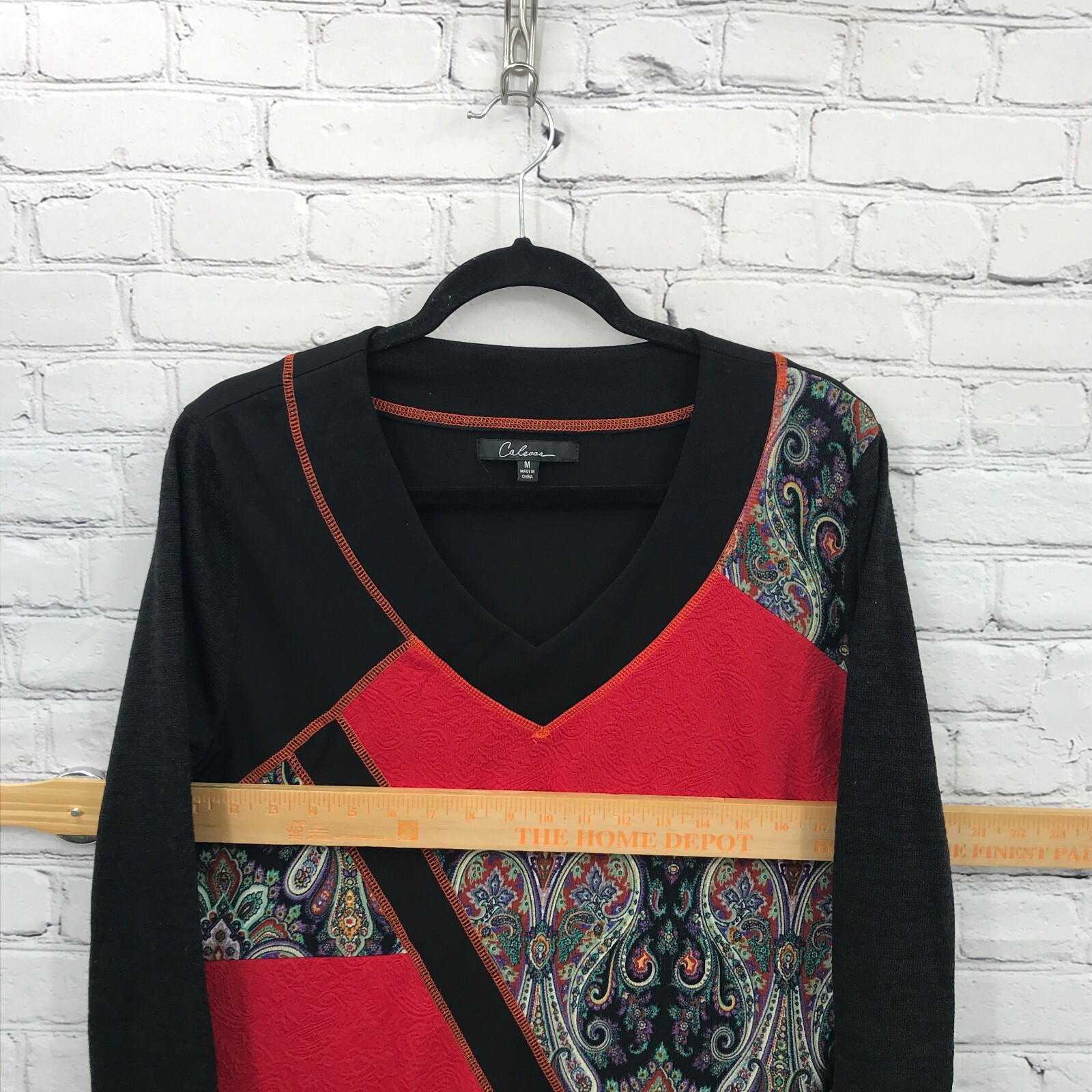 Calessa Top Womens Medium Black Tunic Long Sleeve… - image 8