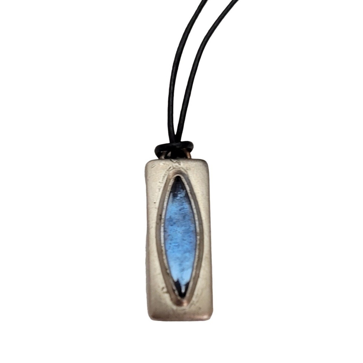 Jorgen Jensen Denmark 280 Pewter Blue Glass Pewter Pendant Leather