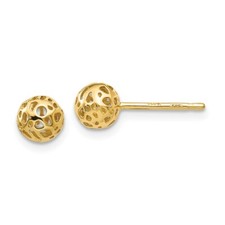 5.5mm 14K Yellow Gold Small Fancy Ball Stud Post Earrings