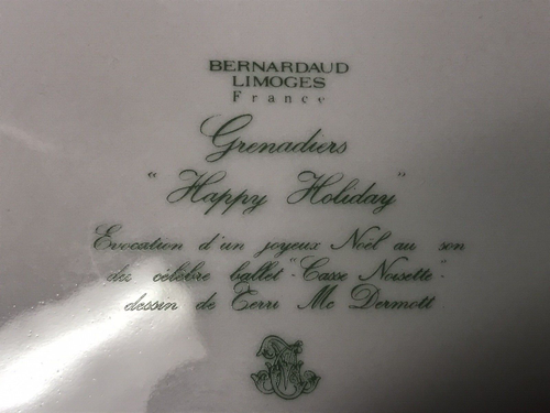 BERNARDAUD Grenadiers France ~ HAPPY HOLIDAYS~ 8.5” Salad Bread Plate - Picture 10 of 10