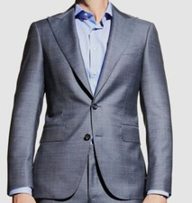 1596 Canali Men's Blue Melange Peak-Lapel Blazer Coat Suit Jacket 52L IT/41L US