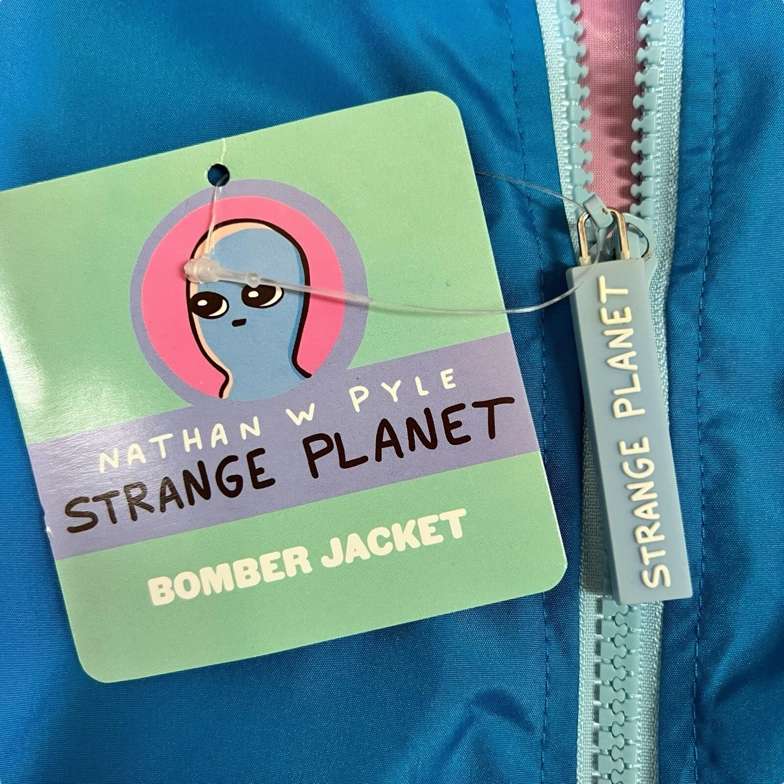 New Strange Planet Nathan Pyle Alien Bubbles Blue Windbreaker Bomber Jacket 3XL image 5