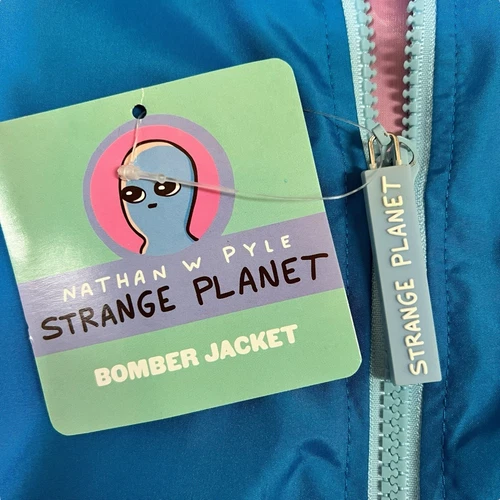 New Strange Planet Nathan Pyle Alien Bubbles Blue Windbreaker Bomber Jacket 3XL image 5