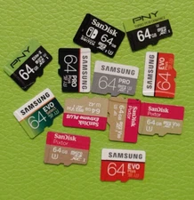 64 GB MICRO SD UHS-3 CARD - SAMSUNG SANDISK IMAGEMATE ONN PNY GOPRO