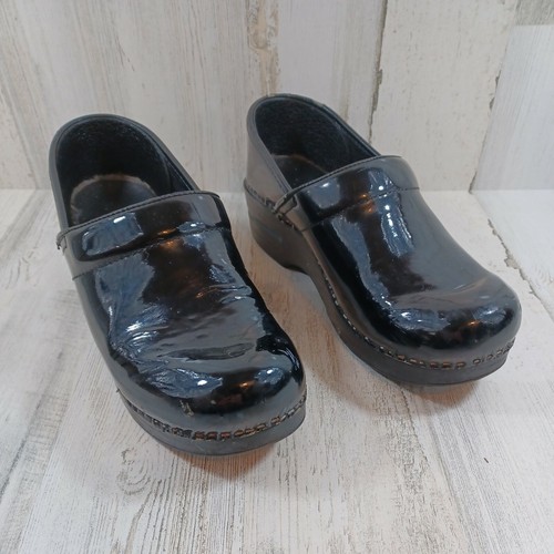 shiny black nursing clogs