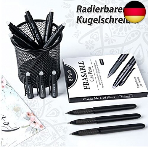 8 Farben Radierbare Stifte – 0,5 Mm, Mit Radiergummi, Für Schule, Büro & Planer