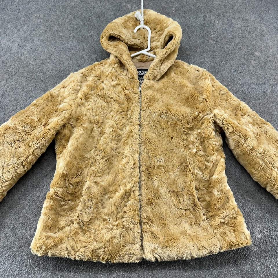 Chaqueta Rampage De Colección Para Mujer L Marrón Tostado Con Capucha Cremallera Completa Piel Sintética Pila Profunda Y2K Foto 4 de 4