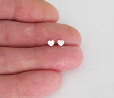 Sterling Silver 4mm raised Plain Heart tiny post stud earrings.