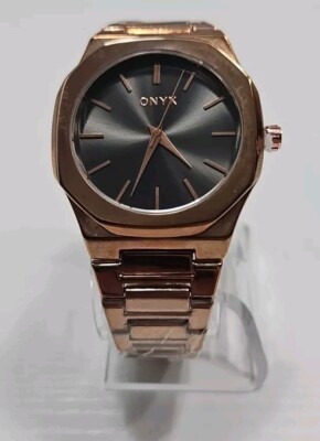 Onyx Rose Gold Copper Tone Wrist Watch New Battery