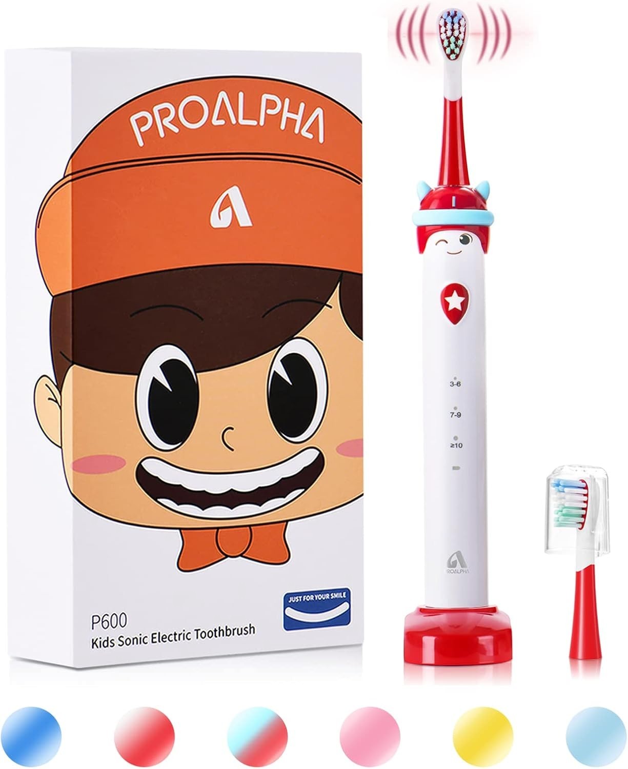 Kids Electric Toothbrush Rechargeable with 2 Brush Heads 3 Modes, 2-Minute Timer